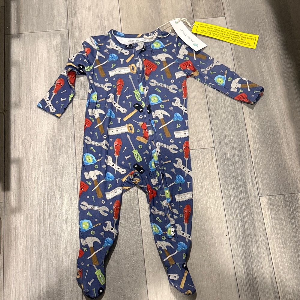Angel Dear Tool Print Footie - Blue and Red